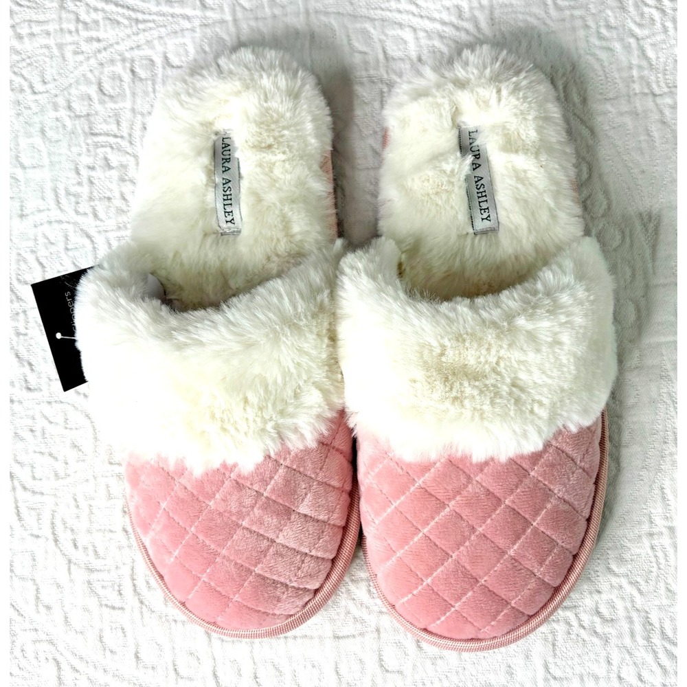 Laura Ashley Spa Collection Ladies Slippers‎ Pink Quilted Womens Size XL NWT